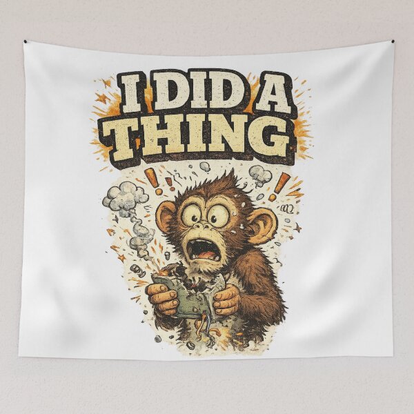 Item preview, I Did A Thing Funny Shocked Monkey Meme Art – Relatable Chaos Humor | Funny Gift for Him Her designed and sold by irfanshikh.