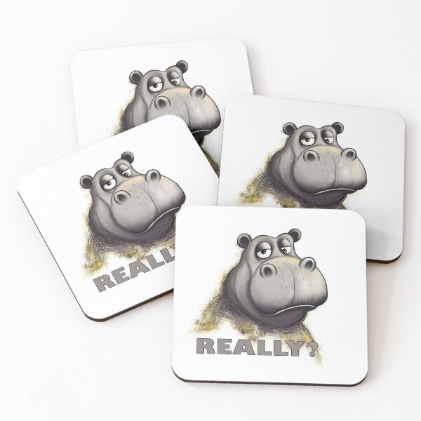 Item preview, Bored Hippo – Sarcastic Animal Illustration designed and sold by FMproject.