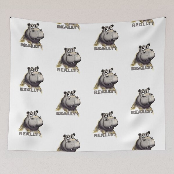 Item preview, Bored Hippo – Sarcastic Animal Illustration designed and sold by FMproject.