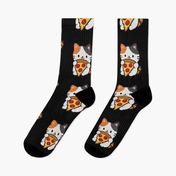 Item preview, Cute Kawaii Cat with Pizza Embroidery designed and sold by ColorSplash123.