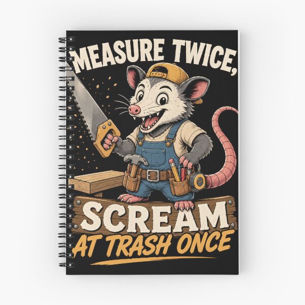 Item preview, Measure Twice Scream At Trash Once Funny Possum Carpenter – Woodworking Humor Vintage Design designed and sold by PatysArt.