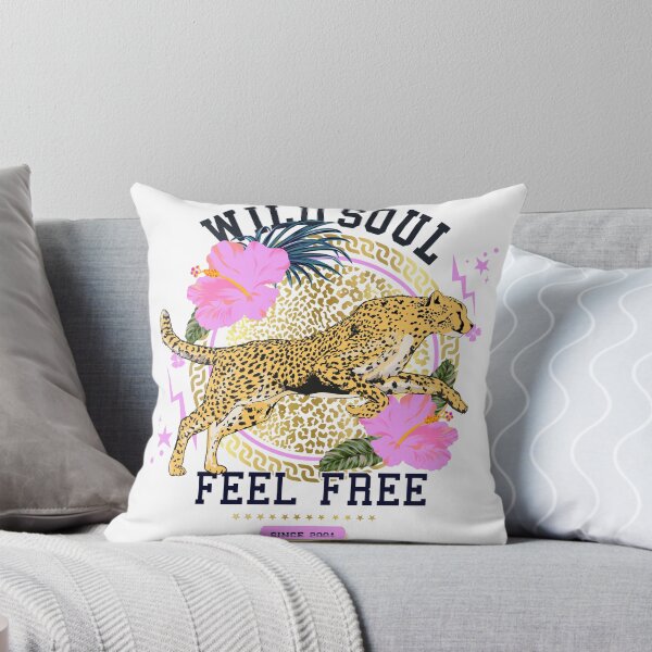 Item preview, Wild Soul Feel Free Cheetah Floral Tropical Graphic T-Shirt designed and sold by Atique Creations.