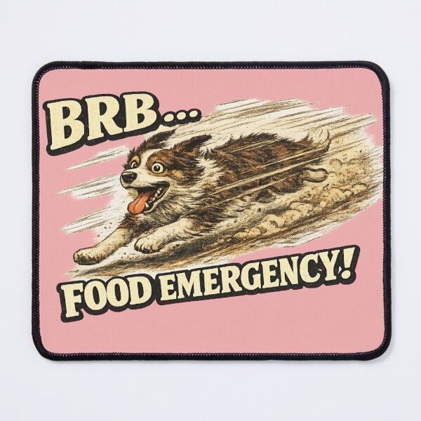 Item preview, BRB Food Emergency Funny Running Dog Meme Art – Relatable Dog Humor | Dog Lover Gift designed and sold by irfanshikh.