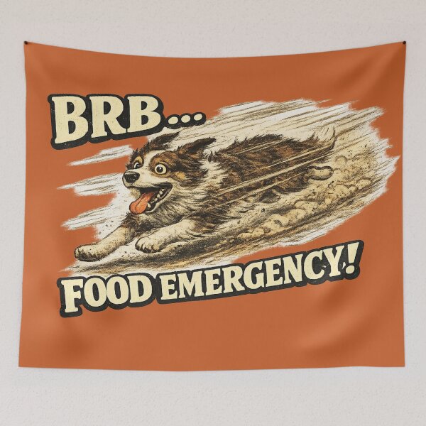 Item preview, BRB Food Emergency Funny Running Dog Meme Art – Relatable Dog Humor | Dog Lover Gift designed and sold by irfanshikh.