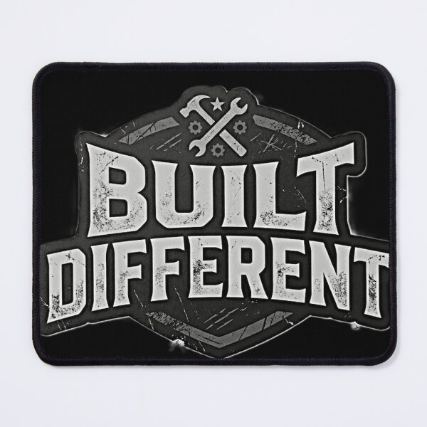Item preview, Built Different - motivational Vintage Distressed Mechanic & Gym Motivation Shield - Fathers day gift designed and sold by Zaitmiprints.