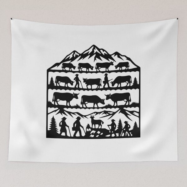 Item preview, Alpine Cow Herding Transhumance Silhouette designed and sold by AntiqueImages.