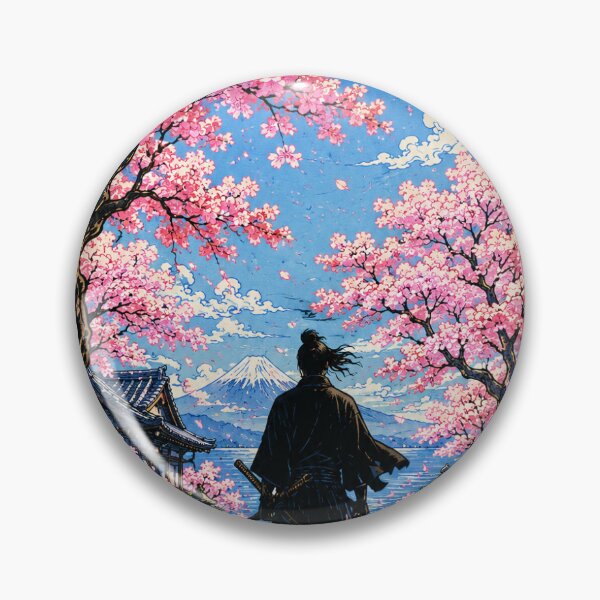 Item preview, Samurai & Cherry Blossom Sticker | Sakura no Samurai Japanese Spring Art designed and sold by SeiMeets.