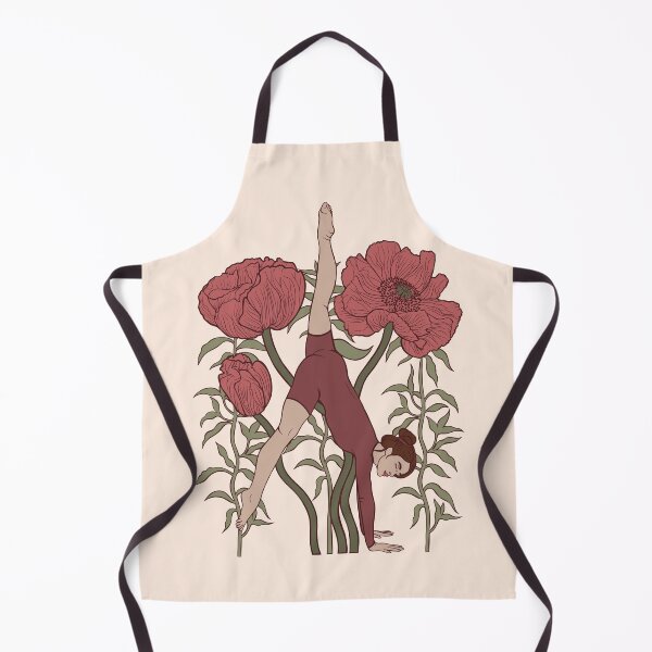 Item preview, Aesthetic illustration of a woman in a handstand split against a backdrop of giant vintage red poppies. A beautiful harmony of strength, balance, and wild nature. designed and sold by Grin Katalina Floral Patterns & Cozy Art.