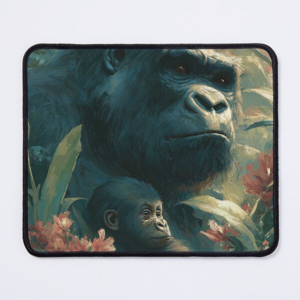 Item preview, Majestic Gorilla Family - Impressionist Jungle Art designed and sold by martinzdr36.