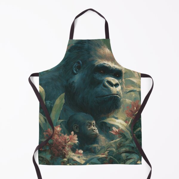 Item preview, Majestic Gorilla Family - Impressionist Jungle Art designed and sold by martinzdr36.