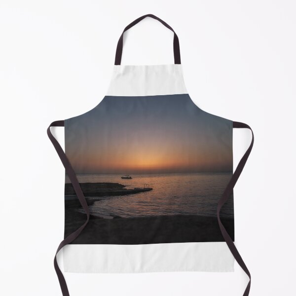 Item preview, Quiet Sunset Over Calm Sea With Small Boat Near Rocky Pier and Ladder at Dusk designed and sold by Nmallia.