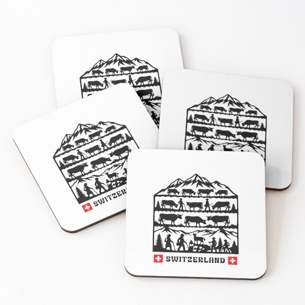 Item preview, Swiss Alpine Cow Herding Silhouette Art designed and sold by AntiqueImages.