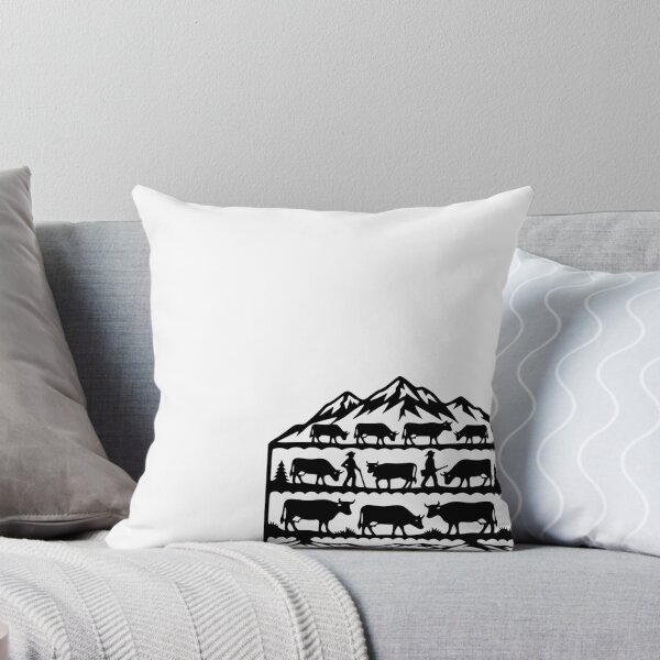 Item preview, Swiss Alpine Cow Herding Silhouette Art designed and sold by AntiqueImages.