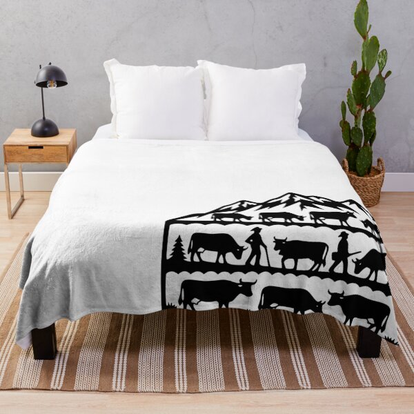 Item preview, Swiss Alpine Cow Herding Silhouette Art designed and sold by AntiqueImages.