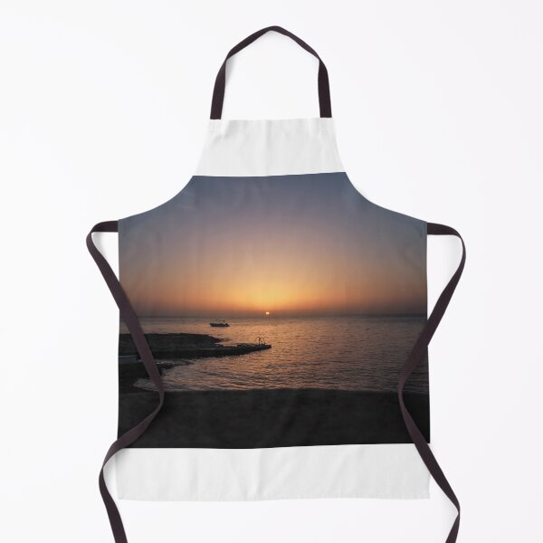 Item preview, Quiet Sunset Over Calm Sea With Small Boat Near Rocky Pier and Ladder at Dusk designed and sold by Nmallia.