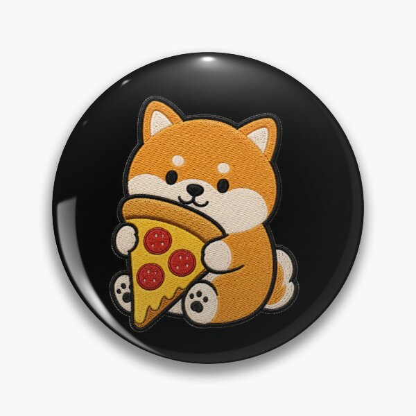 Item preview, Cute Shiba Inu with Pizza Embroidery designed and sold by ColorSplash123.