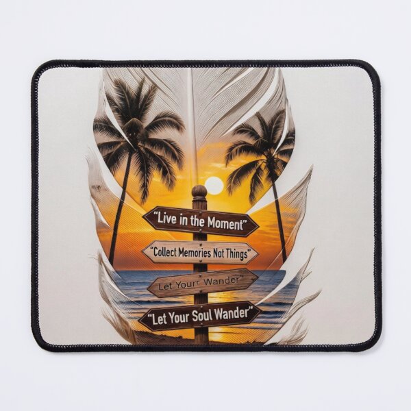 Item preview, Tropical Sunset Feather Art | Wanderlust Quote Beach Design designed and sold by GalleryPeak.