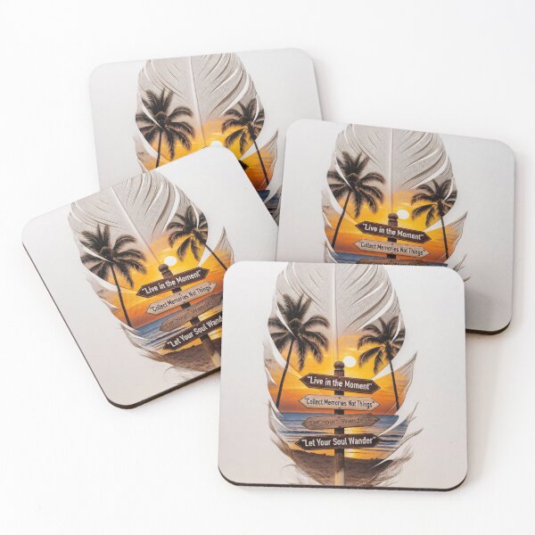 Item preview, Tropical Sunset Feather Art | Wanderlust Quote Beach Design designed and sold by GalleryPeak.