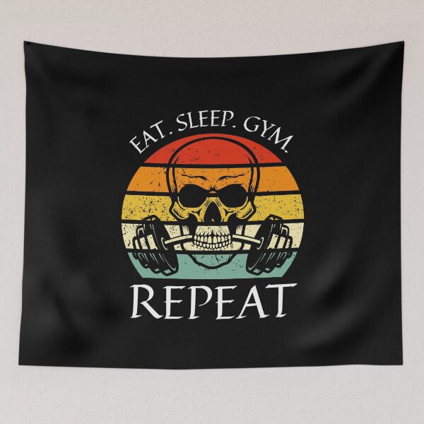 Item preview, Eat. Sleep. Gym. Repeat Skeleton Design designed and sold by OldSkullDesigns.