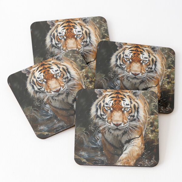 Item preview, Prowling Tiger in Water - Impressionist Wildlife Portrait designed and sold by martinzdr36.