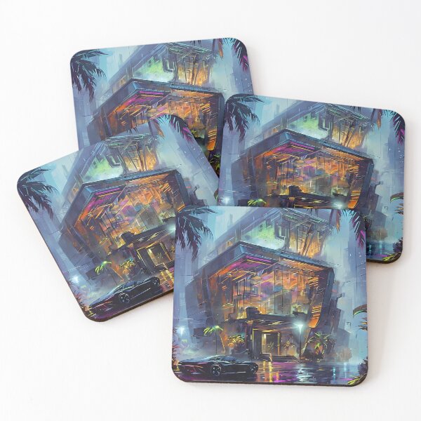 Item preview, The Endgame - Modern Cyberpunk Sunset Villa Art designed and sold by Modern Nest Art.