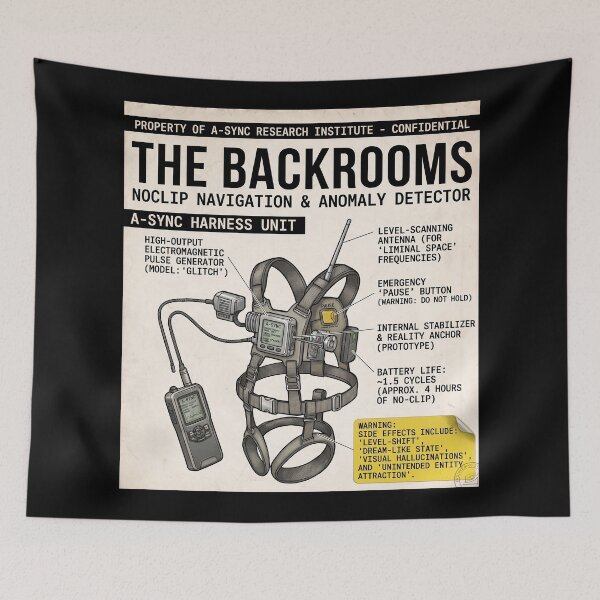 Item preview, Backrooms Level 0 Research Institute Warning Poster Vintage VHS Found Footage Liminal Space Horror Design designed and sold by Kate1art.