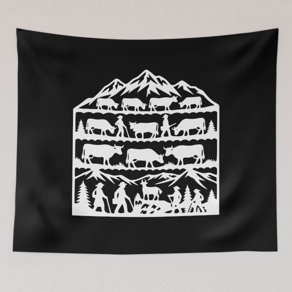 Item preview, Swiss Alpine Cows on Parade Farm Tradition designed and sold by AntiqueImages.