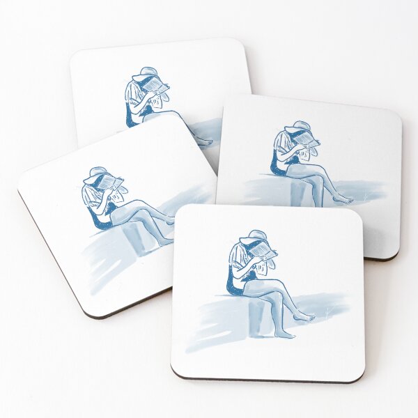 Item preview, Summer Reading | Minimalist Blue Illustration of a Woman Reading designed and sold by Tropical Blood.