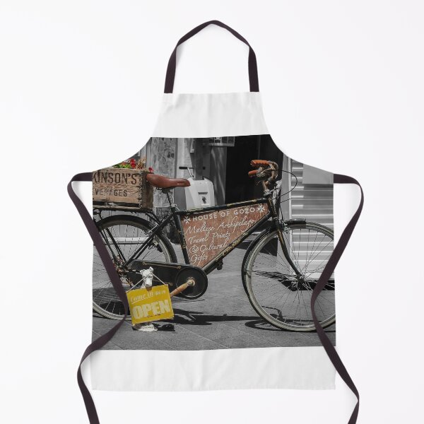 Item preview, Vintage Bicycle With Wooden Crate, Flowers And Open Sign Outside House Of Gozo Shop designed and sold by Nmallia.