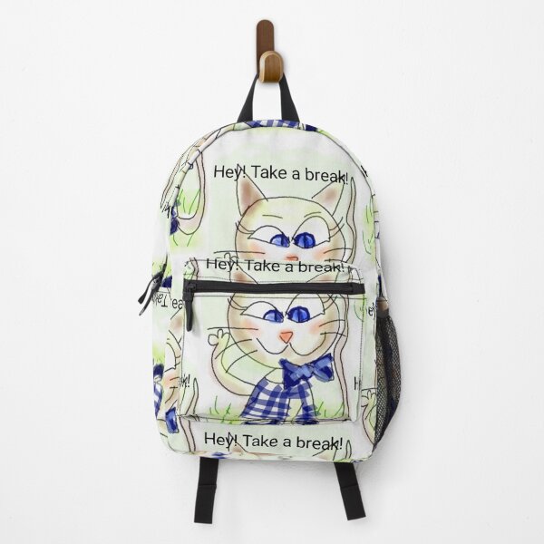 Item preview, Cute minimalist colorful whimsical cartoon vintage kitten with blue bow and checked dress walking on grass quote designed and sold by Shukasya-Arts.