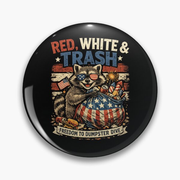 Item preview, Red White and Trash Funny Patriotic Raccoon July 4th designed and sold by Ali-printshop.