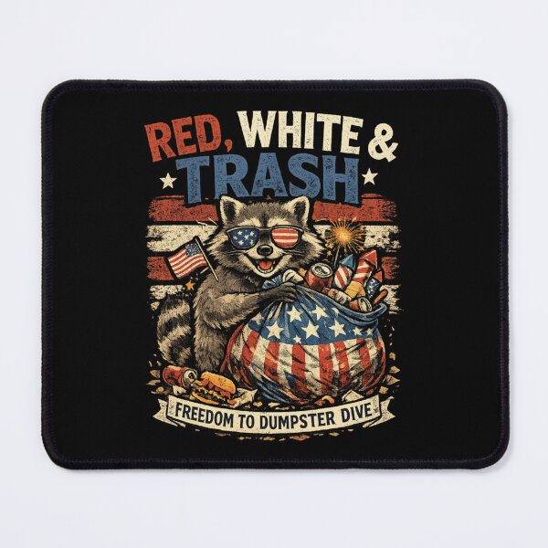 Item preview, Red White and Trash Funny Patriotic Raccoon July 4th designed and sold by Ali-printshop.