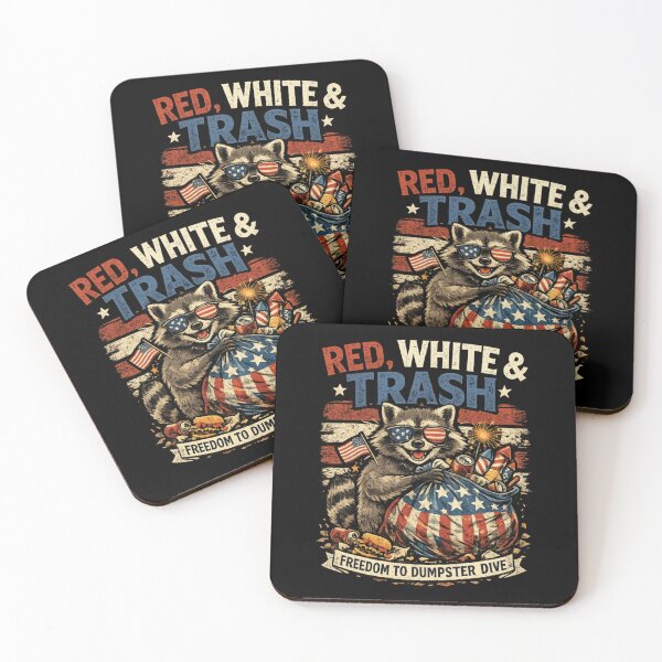 Item preview, Red White and Trash Funny Patriotic Raccoon July 4th designed and sold by Ali-printshop.
