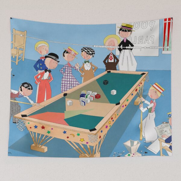 Item preview, Pool Parlor by John Held Jr. - Vintage Pool Hall Illustration Retro Cartoon Wall Art for Mid Century Decor Lovers designed and sold by RickE.