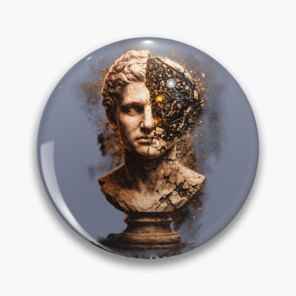 Item preview, Built to Imagine Cyberpunk Statue AI Art Classical Bust Futuristic Robot Design designed and sold by OrbitOfMind.