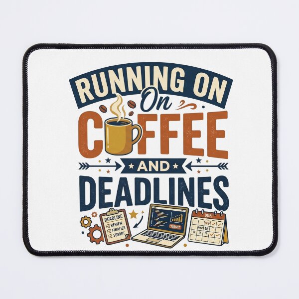 Item preview, Running On Coffee And Deadlines Funny Office Humor Design designed and sold by Pixel Analytics.