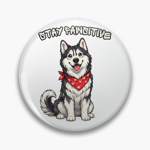 Item preview, Stay Pawsitive Cute Siberian Husky Dog Illustration designed and sold by NeoPrintArt.