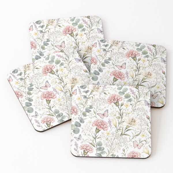 Item preview, Vintage Botanical Floral with Butterflies designed and sold by Tiny Cozy Art.