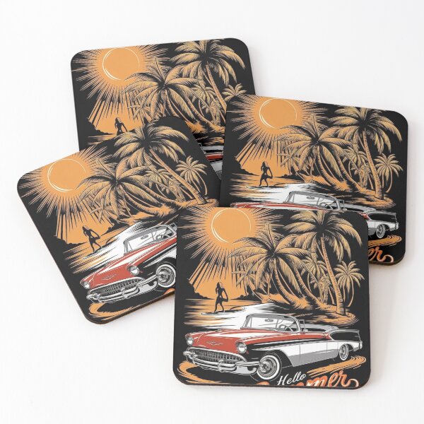 Item preview, Hello Summer Retro Convertible Car Shirt, Vintage Beach Surfer Graphic Tee, California Surf Aesthetic T-Shirt, 1950s Classic Car Streetwear designed and sold by TrendingView.