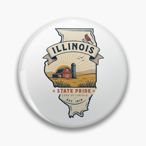 Item preview, Illinois State Pride Vintage Barn Design – Land of Lincoln Retro Farmhouse Travel Graphic designed and sold by ArcticFoxStudio.