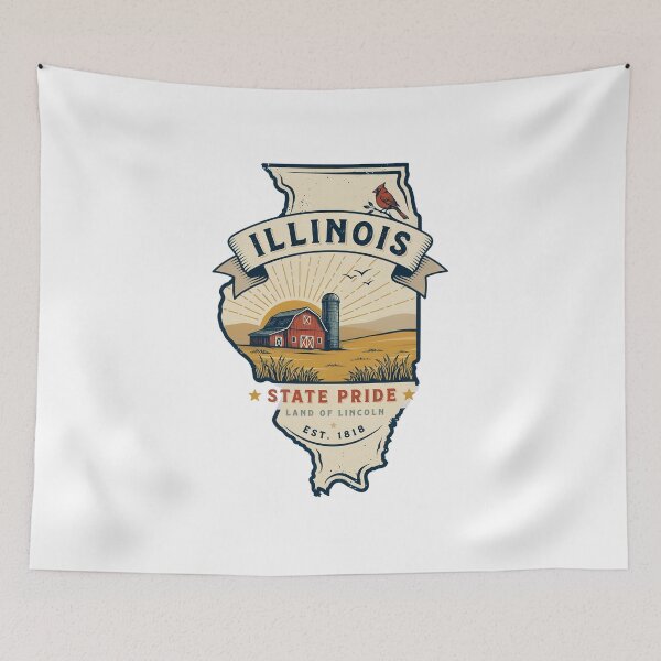 Item preview, Illinois State Pride Vintage Barn Design – Land of Lincoln Retro Farmhouse Travel Graphic designed and sold by ArcticFoxStudio.
