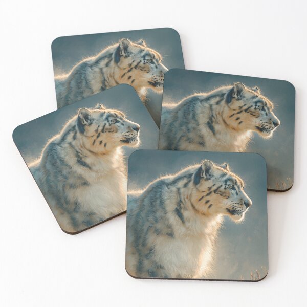 Item preview, Radiant Snow Leopard in Sun - Impressionist Wildlife Art designed and sold by martinzdr36.