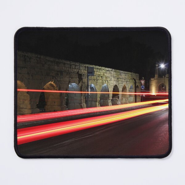 Item preview, Night Light Trails Along Historic Stone Arches and Archway Bridge With Fast Moving Traffic designed and sold by Nmallia.