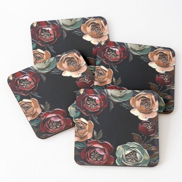 Item preview, Rose Floral Wreath Black Center designed and sold by IntelliMindDesigns.