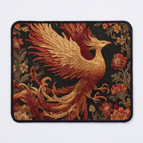 Item preview, Majestic Phoenix Rising Floral Art | Mythical Fire Bird Fantasy Illustration designed and sold by GrinGalore.