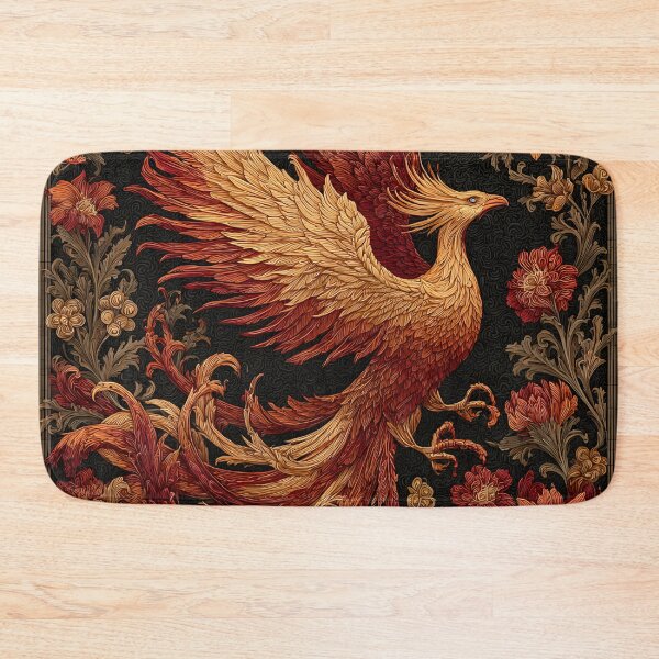 Item preview, Majestic Phoenix Rising Floral Art | Mythical Fire Bird Fantasy Illustration designed and sold by GrinGalore.