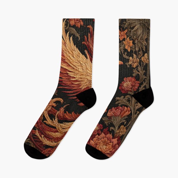 Item preview, Majestic Phoenix Rising Floral Art | Mythical Fire Bird Fantasy Illustration designed and sold by GrinGalore.