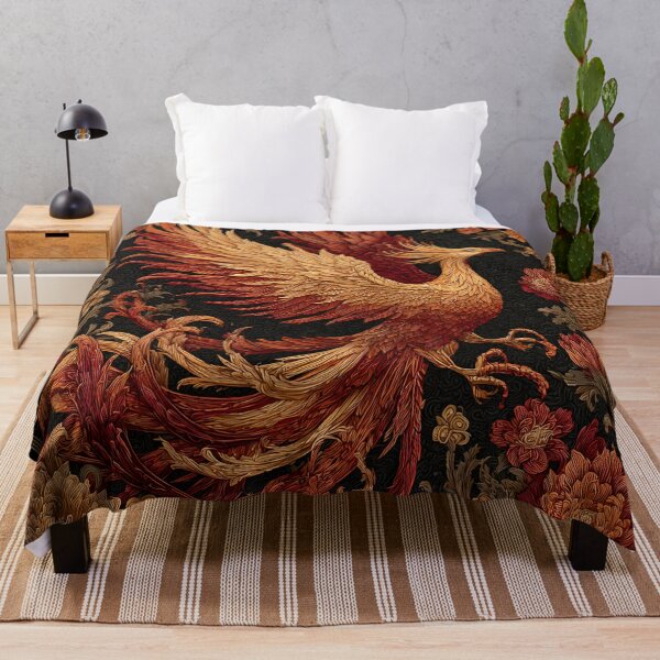 Item preview, Majestic Phoenix Rising Floral Art | Mythical Fire Bird Fantasy Illustration designed and sold by GrinGalore.