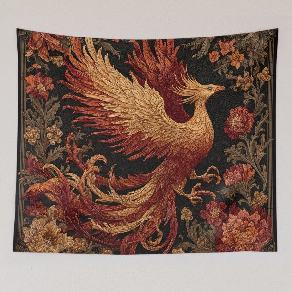 Item preview, Majestic Phoenix Rising Floral Art | Mythical Fire Bird Fantasy Illustration designed and sold by GrinGalore.