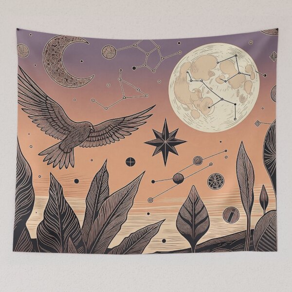 Item preview, Pastel Moon and Stars Scene Art designed and sold by IntelliMindDesigns.